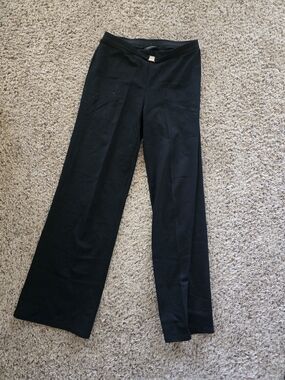 New York & Company Black Tall Wide-Leg Trousers with Buckle Size M Tall